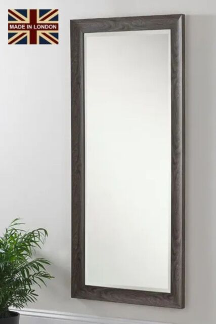 Yearn Mirrors Rustic Grey Wood Effect Scooped Framed Mirror 167.5x76cm in Pale Green - Size: 167.5x76 cm - image 1