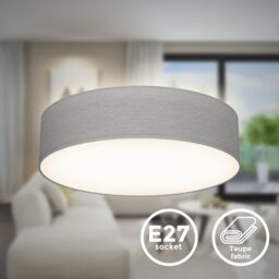 B.K.Licht Taupe 2xE27 40W Requires Bulb Ceiling Light - thumbnail 2