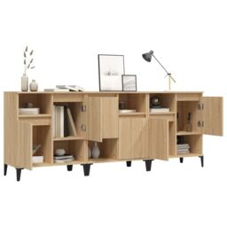 Berkfield Home Sideboards 3 pcs Sonoma Oak 60x35x70 cm Engineered Wood in Brown - Size: 60 x 35 x 70 cm - thumbnail 4