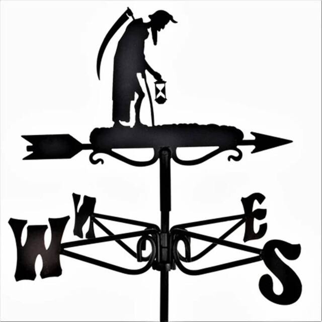Buttercup Farm Mini Old Father Time Weathervane - Steel - L38 x W38 x H54 cm - Black - image 1