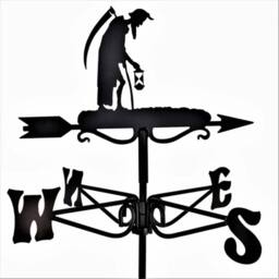 Buttercup Farm Mini Old Father Time Weathervane - Steel - L38 x W38 x H54 cm - Black
