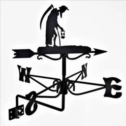 Buttercup Farm Mini Old Father Time Weathervane - Steel - L38 x W38 x H54 cm - Black - thumbnail 2
