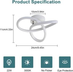 COMELY LED Ceiling Light, 22W Creative Flower White Ceiling Lights, 3000K - thumbnail 6
