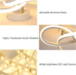 COMELY LED Ceiling Light, 22W Creative Flower White Ceiling Lights, 3000K - thumbnail 7