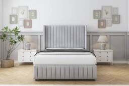 "Comfort Beds Chester Naples Divan Set No Drawers-54"" Wingback-Footboard in Silver - Size: Small Double" - thumbnail 1
