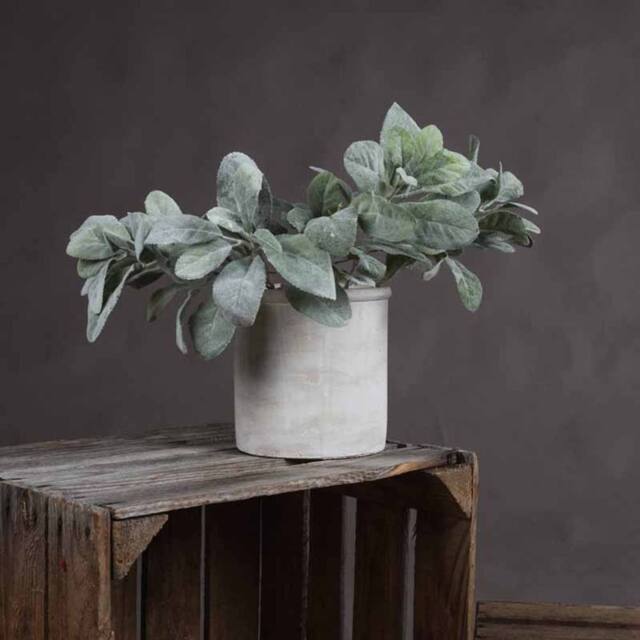 Lemon Pavilion Furniture and Decor Lambs Ear Spray Artificial Plant - Plastic - L16 x W16 x H35cm - Green