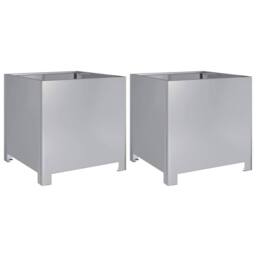 Berkfield Home Garden Planters 2 pcs 40x40x40 cm Galvanised Steel in Silver - Size: 40 x 40 x 40 cm - thumbnail 3