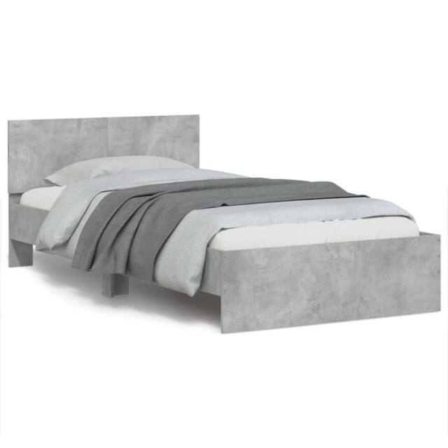 Berkfield Home Bed Frame without Mattress with Headboard Concrete Grey 100x200 cm - image 1