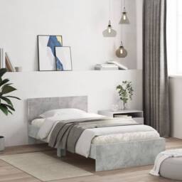 Berkfield Home Bed Frame without Mattress with Headboard Concrete Grey 100x200 cm - thumbnail 2