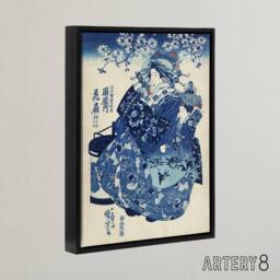 "Artery8 Hanao Ogiya Japanese Ukiyo E Kuniyoshi Black Framed Canvas Art Print in Blue - Size: W12"" x H16""" - thumbnail 2