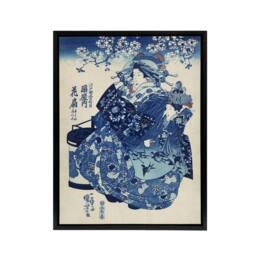 "Artery8 Hanao Ogiya Japanese Ukiyo E Kuniyoshi Black Framed Canvas Art Print in Blue - Size: W12"" x H16""" - thumbnail 1