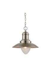 Netlighting Mendip 1 Light Dome Ceiling Pendant Clear Glass Satin Nickel E27
