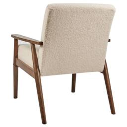 Wyld and Coco Beige Bouclé Armchair - Mid-Century Design with Dark Wood Frame - thumbnail 6
