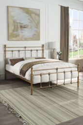 SlumberWorx Bayford Traditional Vintage Style Metal Bed Frame w 15cm Comfort Foam Mattress in Bronze - Size: Single