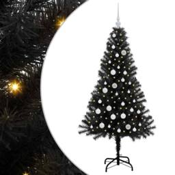 Berkfield Home Christmas Tree with 150 LEDs with Stand Black 150 cm PVC - thumbnail 2
