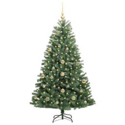 Berkfield Home Realistic Artificial Hinged Christmas Tree Green 150 cm PVC & Metal - thumbnail 1