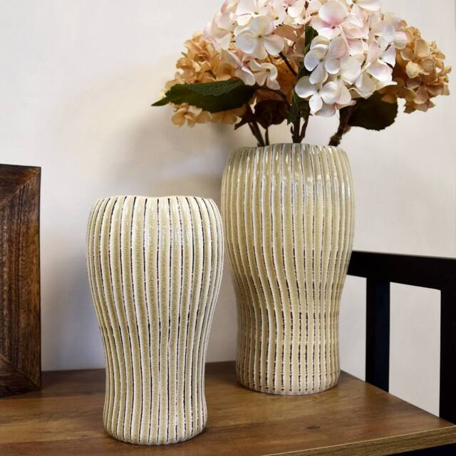 Madison & Mayfair Timeless Elegance Cream Dutch Ridged Vase - image 1