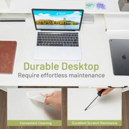 Costway Wooden Computer Desk W/ Keyboard Tray Writing Workstation Vanity Table in White - thumbnail 8