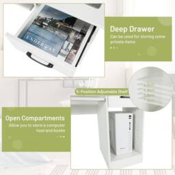 Costway Wooden Computer Desk W/ Keyboard Tray Writing Workstation Vanity Table in White - thumbnail 5