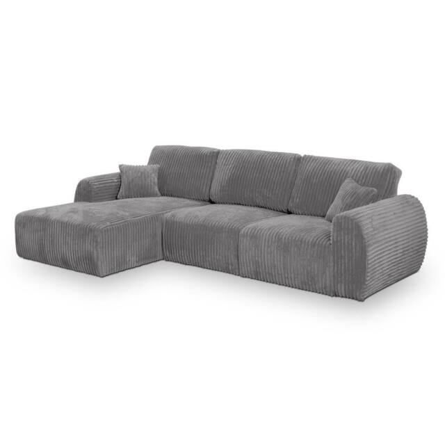 SNUG FURNITURE BIRMINGHAM LTD Sereno Jumbo Cord Left Hand Sofa Fullback in Grey