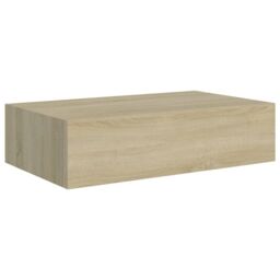 Berkfield Home Wall-mounted Drawer Shelf Oak 40x23.5x10cm MDF in Brown - Size: 40x23.5x10 cm - thumbnail 2