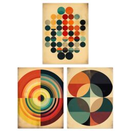 Artery8 Wall Art Print Set of 3 Bauhaus Mid Century Modern Abstract Geometric Concentric Circles Aesthetic Living Room Poster s Pack - Size: A4 - thumbnail 1