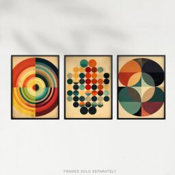 Artery8 Wall Art Print Set of 3 Bauhaus Mid Century Modern Abstract Geometric Concentric Circles Aesthetic Living Room Poster s Pack - Size: A4 - thumbnail 5