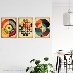 Artery8 Wall Art Print Set of 3 Bauhaus Mid Century Modern Abstract Geometric Concentric Circles Aesthetic Living Room Poster s Pack - Size: A4 - thumbnail 3