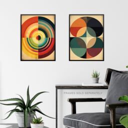 Artery8 Wall Art Print Set of 3 Bauhaus Mid Century Modern Abstract Geometric Concentric Circles Aesthetic Living Room Poster s Pack - Size: A4 - thumbnail 6