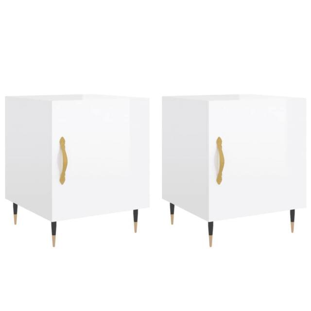 Berkfield Home Bedside Cabinets 2 pcs High Gloss White 40x40x50 cm Engineered Wood - Size: 40 x 40 x 50 cm - image 1