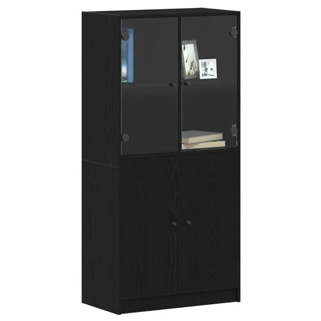 Berkfield Home Highboard with Doors Black Oak 68x37x142 cm Engineered Wood - Size: 68 x 37 x 142 cm - image 1