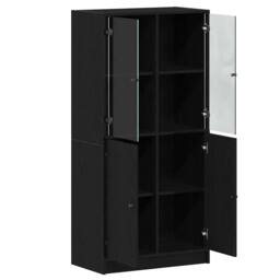 Berkfield Home Highboard with Doors Black Oak 68x37x142 cm Engineered Wood - Size: 68 x 37 x 142 cm - thumbnail 5