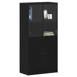 Berkfield Home Highboard with Doors Black Oak 68x37x142 cm Engineered Wood - Size: 68 x 37 x 142 cm - thumbnail 1