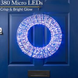 Christow Light Up Christmas Wreath Iridescent White LED Xmas Door Decoration 38cm (S) 50cm (L) - Size: Small - thumbnail 3