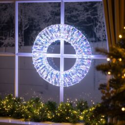 Christow Light Up Christmas Wreath Iridescent White LED Xmas Door Decoration 38cm (S) 50cm (L) - Size: Small - thumbnail 2