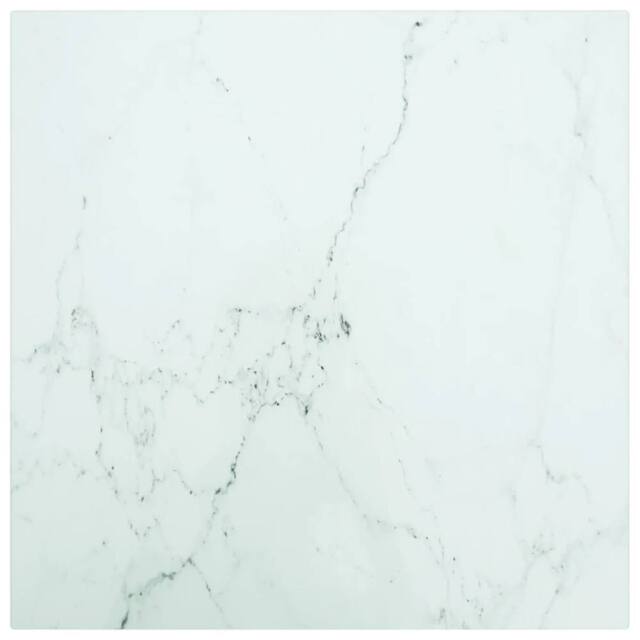 Berkfield Home Table Top White 40x40 cm 6 mm Tempered Glass with Marble Design - image 1