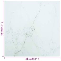 Berkfield Home Table Top White 40x40 cm 6 mm Tempered Glass with Marble Design - thumbnail 5