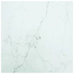 Berkfield Home Table Top White 40x40 cm 6 mm Tempered Glass with Marble Design