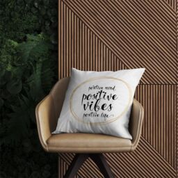 Warren Reed - Designer Positive Mind, Vibes, Life Outdoor Cushion in Black - Size: 60 cm x 60 cm - thumbnail 2