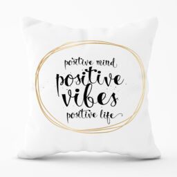 Warren Reed - Designer Positive Mind, Vibes, Life Outdoor Cushion in Black - Size: 60 cm x 60 cm - thumbnail 1