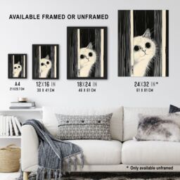 "Artery8 Cute Kitty Black White Cat Lover Pet Painting Wall Art Print - Size: W12"" x H16""" - thumbnail 3