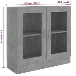 Berkfield Home Vitrine Cabinet Concrete Grey 82.5x30.5x80 cm Engineered Wood - thumbnail 8