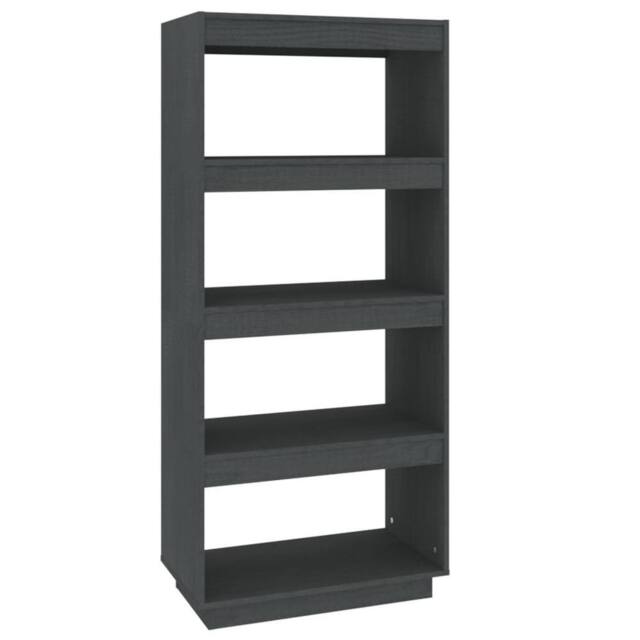Berkfield Home Book Cabinet/Room Divider Grey 60x35x135 cm Solid Pinewood - Size: 60 x 35 x 135 cm - image 1