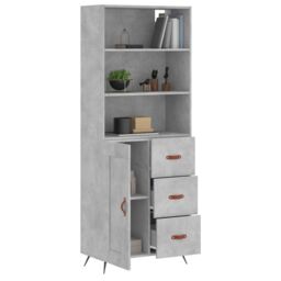 Berkfield Home Highboard Concrete Grey 69.5x34x180 cm Engineered Wood - thumbnail 3