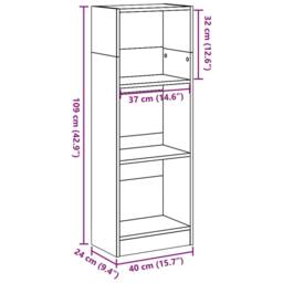 Berkfield Home Decorative Bookcase Concrete Grey 40x24x109 cm Engineered Wood - Size: 40 x 24 x 109 cm - thumbnail 9
