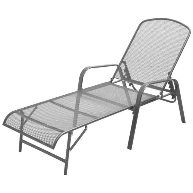 Berkfield Home Sun Lounger Steel Anthracite in Dark Grey - image 1