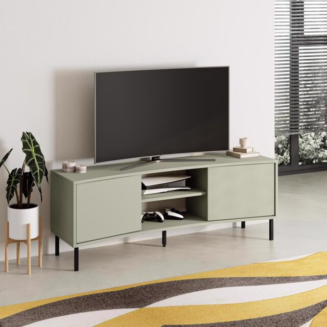 FWStyle 2 Door Curved TV Unit Stand Ash Green - image 1