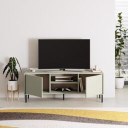 FWStyle 2 Door Curved TV Unit Stand Ash Green - thumbnail 2