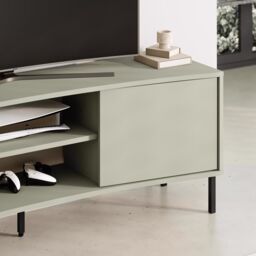 FWStyle 2 Door Curved TV Unit Stand Ash Green - thumbnail 3