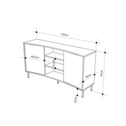 FWStyle Ash Green Large 2 Door Curved Modern Sideboard - thumbnail 5